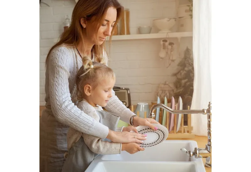 RELAXDAYS RELAXDAYS Geschirrständer 2er Set Tellerständer Bambus, Zubehör für Küchenspüle, Braun, – Produktbild 3 von 5