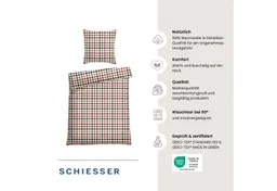 Schiesser Schiesser Bettwäsche James aus weichem Baumwoll-Feinbiber mit traditionellen Karos, Feinbiber, 2 teilig, OEKO-TEX® MADE IN GREEN – Produktbild 1 von 1
