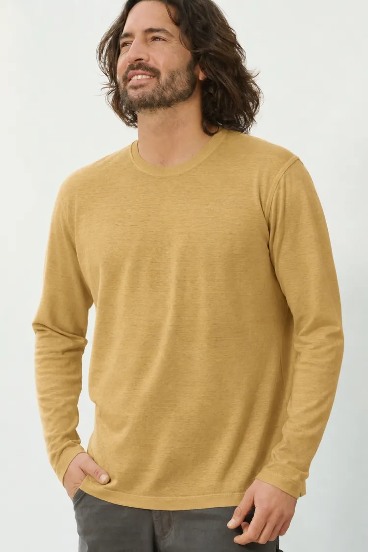 HempAge Hempage Herren vegan Langarmshirt Basic Dijon Gelb, Gelb, – Produktbild 2 von 2
