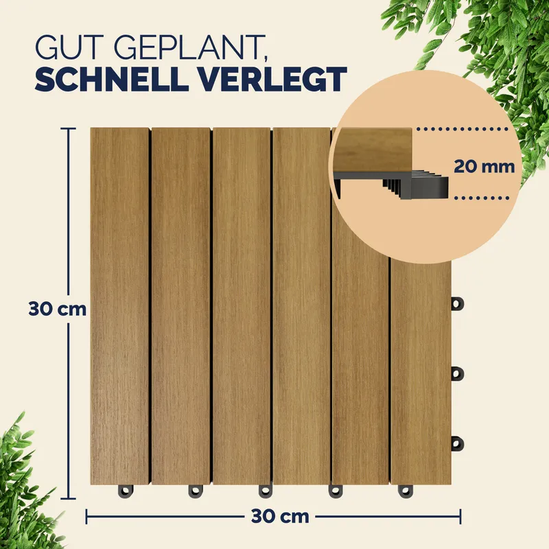 Casaria® Holzfliese Eukalyptus 33er-Set 30x30cm – Produktbild 2 von 2