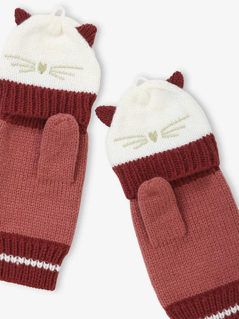 Vertbaudet Mädchen 2-in-1-Handschuhe, Dunkelrosa, – Produktbild 3 von 4