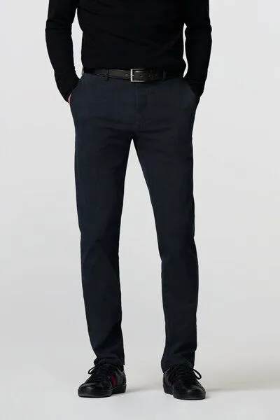 Meyer MEYER BAUMWOLLE-CHECK-CHINO, Blau (dunkelblau), – Produktbild 1 von 4