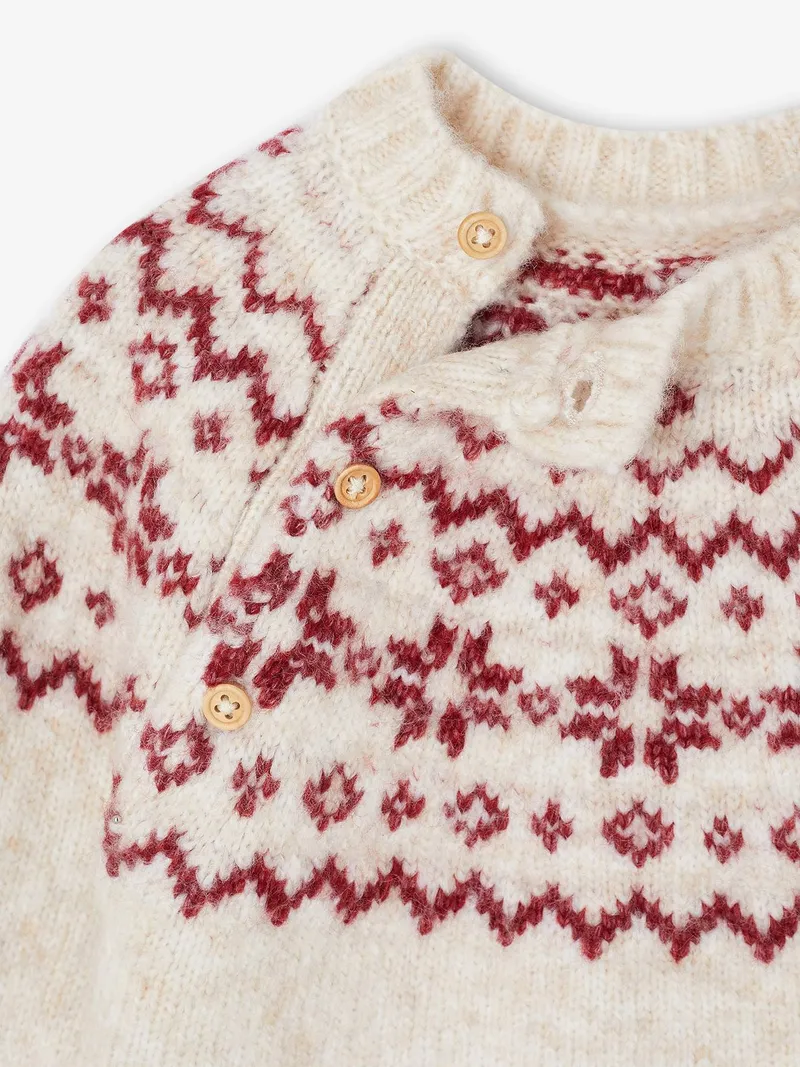 Envie De Fraise Baby Weihnachts-Pullover Jacquardstrick-Capsule ENVIE DE FRAISE, Wollweiß, – Produktbild 4 von 4