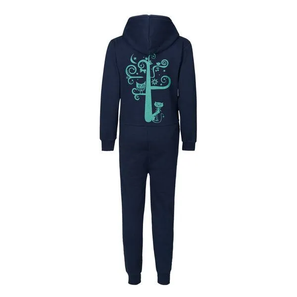 HANDGEDRUCKT HANDGEDRUCKT "Nighttimetree" KInder Jumpsuit, Navyblue, – Produktbild 2 von 3