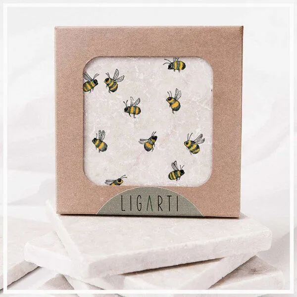 LIGARTI Fliesenuntersetzer »Bienenschwarm« von LIGARTI | Design Untersetzer | Natursteinfliese – Produktbild 1 von 2