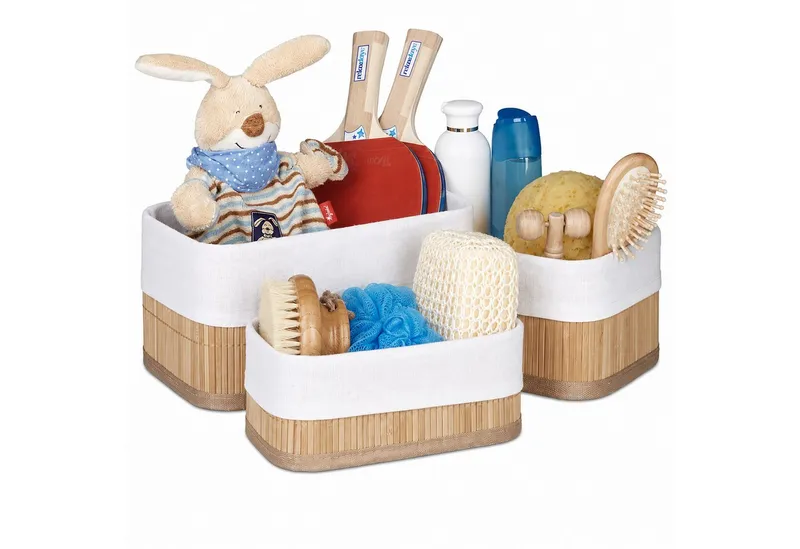 RELAXDAYS RELAXDAYS Aufbewahrungskorb Bad 3 teiliges Set (3 St), Braun, – Produktbild 1 von 8