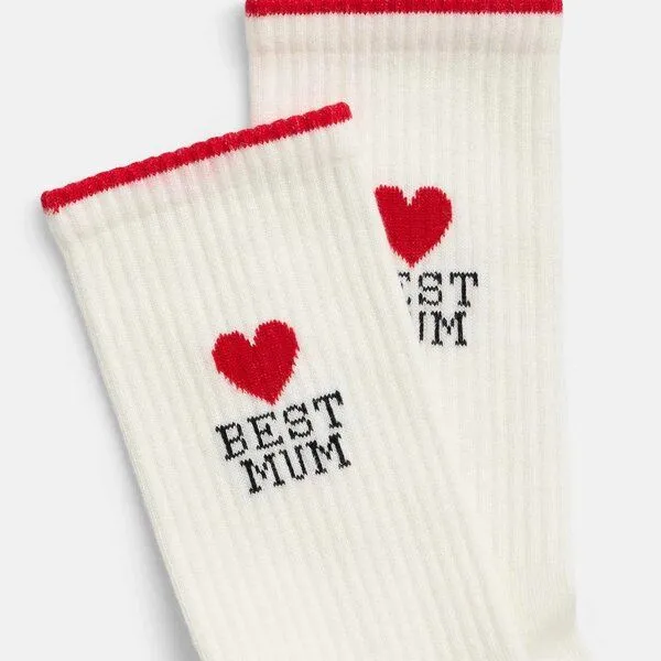 Natural Vibes Natural Vibes Best Mum | Bio GOTS | Geschenkset Beste Mama | Bestickte Tennissocken | Herren Damen Socken | Muttertag – Produktbild 3 von 4