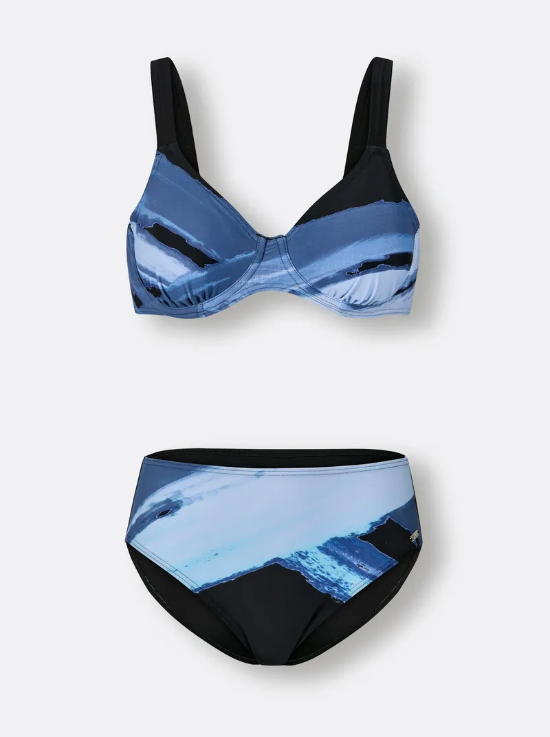 feel good Bikini schwarz-jeansblau, Schwarz-jeansblau, – Produktbild 1 von 2