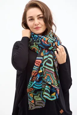 KOKOworld Schal Wind - Farbenfroh - ethno Muster - Bio-Baumwolle Musselin - KOKOworld Design - Fair produziert in EU – Produktbild 1 von 1