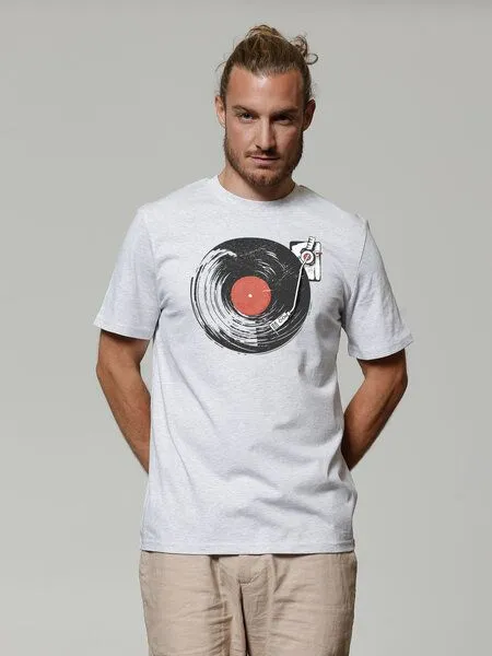 watapparel watapparel T-Shirt Unisex Schallplatte, Cool heather grey, – Produktbild 2 von 4