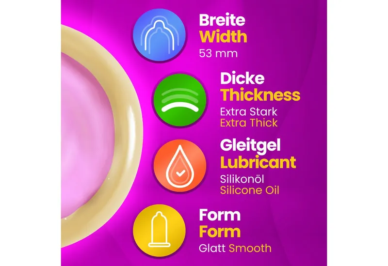 Loverelia Kondome STRONG, extra starke Kondome, Wandstärke 0,09-0,11mm - vegan - 53mm – Produktbild 3 von 5