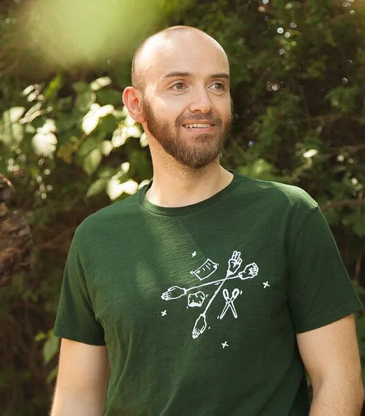 päfjes päfjes Schnick Schnack Schnuck - Fair gehandeltes Männer/ Unisex T-Shirt - Slub Darkgreen, Grün, – Produktbild 3 von 4