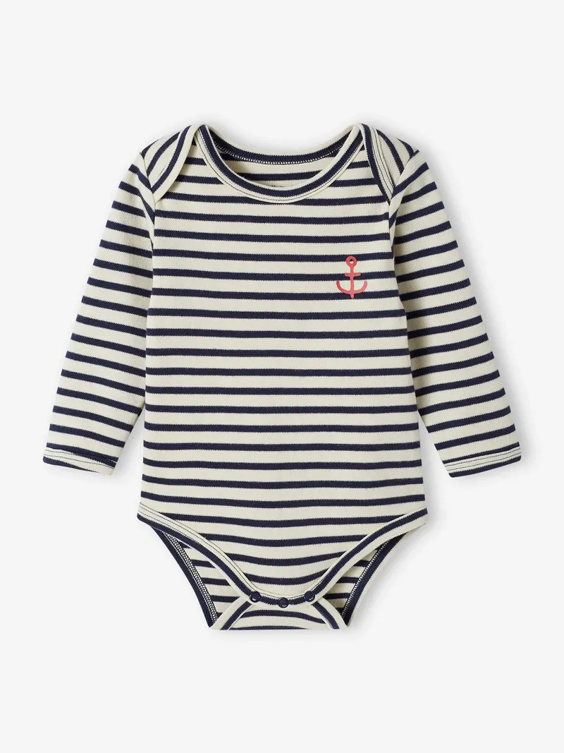 Vertbaudet 5er-Pack Baby Schlupfbodys, Nachtblau+grau+gestreift+blau+, – Produktbild 4 von 4