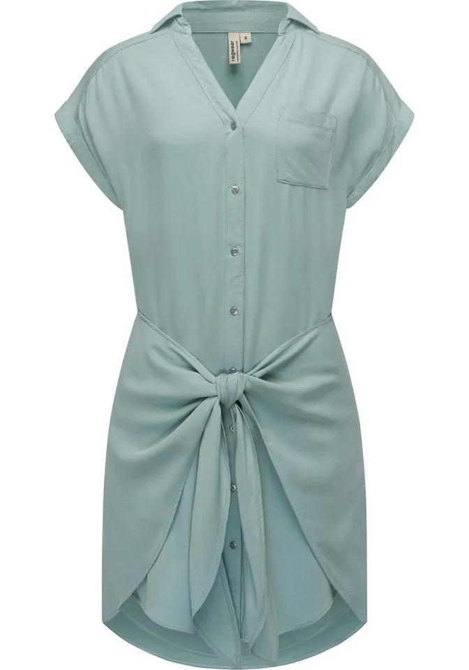 ragwear ragwear Blusenkleid Bahaya stylisches Damen Sommerkleid mit Bindeband, Blau, – Produktbild 1 von 3