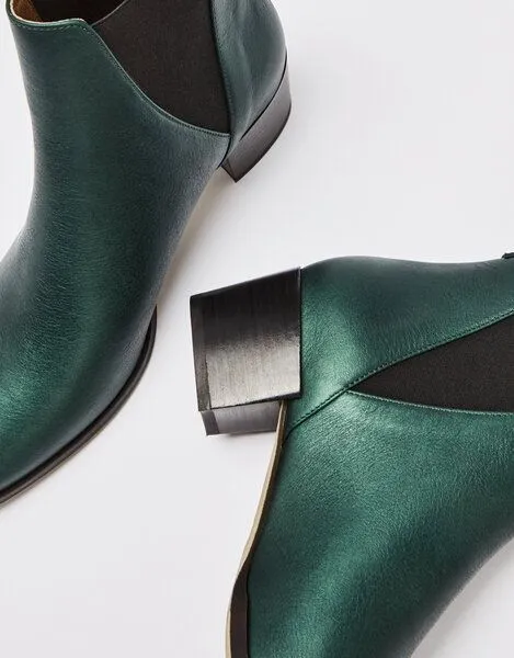 NINE TO FIVE NINE TO FIVE #brygge - Chelsea Boot mit Blockabsatz aus Bioleder, Green lights, – Produktbild 4 von 4