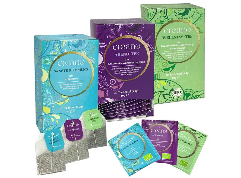 Creano Tee 60x “Calm down” Biotee-Mix (Wellness-Tee,Sanfte Stimmung,Abend-Tee)*, 1 x 60 St. – Produktbild 2 von 5