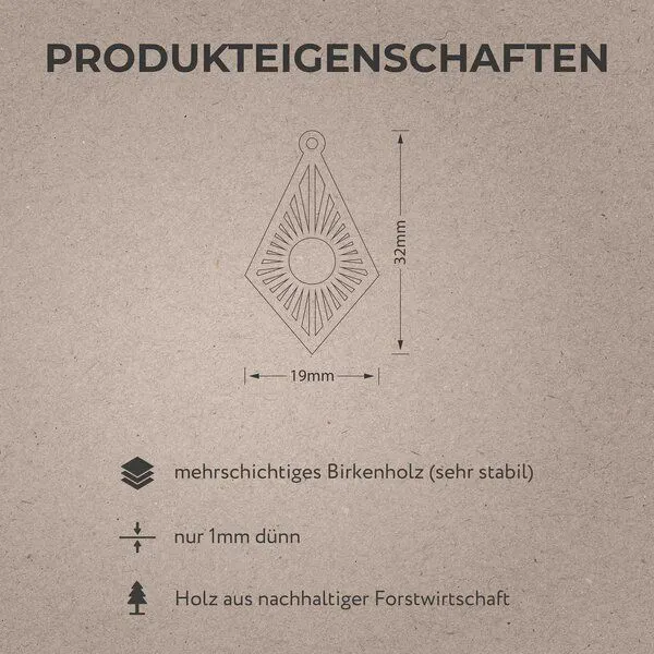 feinformart feinformart Ohrringe / Ohrhänger aus Holz, Orange, – Produktbild 3 von 3
