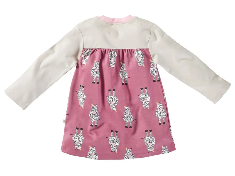 HANS NATUR Kinder Kleid Langarm Bio-Baumwolle Zebrafreunde beere Gr.122/128, Rosa, – Produktbild 2 von 2