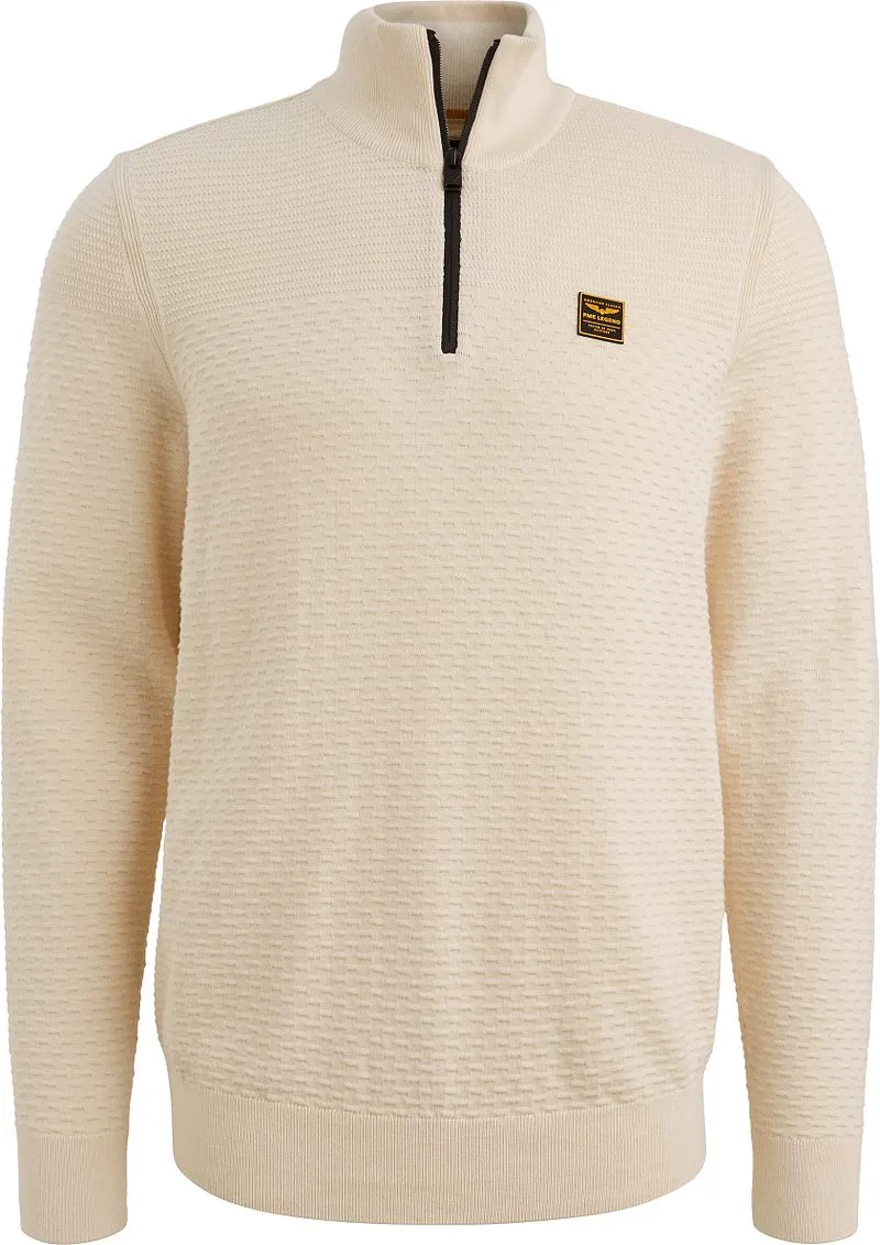PME Legend PME Legend Half Zip Structure Mouliné Sweater Ecru - Größe XXL, Weiß, – Produktbild 1 von 5
