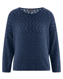 HempAge Hempage Damen vegan Pullover Mit Lochmuster Marineblau – Produktbild 1 von 1