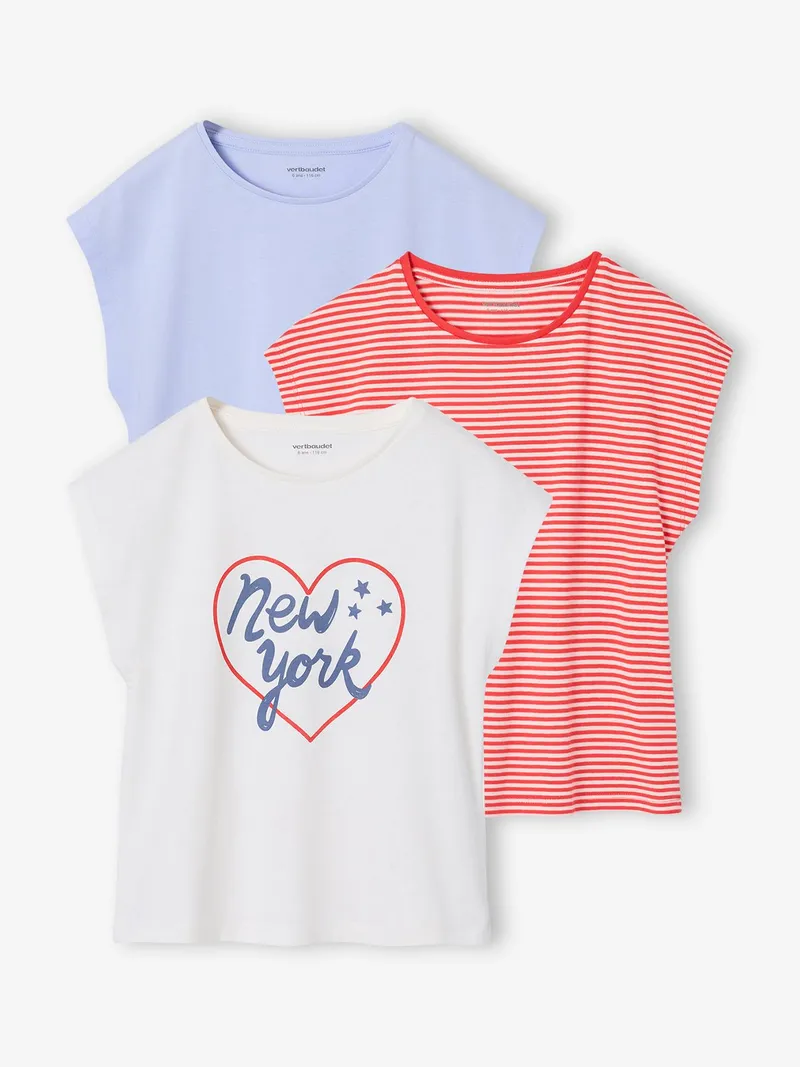 Vertbaudet 3er-Pack Mädchen T-Shirts BASIC, Hellblau, – Produktbild 1 von 4