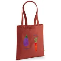 MelaDi Meladi Tragetasche / Tote Bag aus Biobaumwolle - Aubergine und Karotte auf Rusty Red – Produktbild 1 von 1
