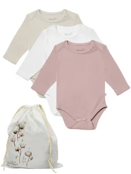 Biorganic Biorganic Langarmbody Waffle (3er Pack) Mehrfarbig Unisex, Baby Body für Jungen und Mädchen (Set, 4-tlg., 3er-Pack Bodys & 1 Beutel) Waffelmuster, Bio-Baumwolle, Größe 56 - 86 – Produktbild 1 von 1