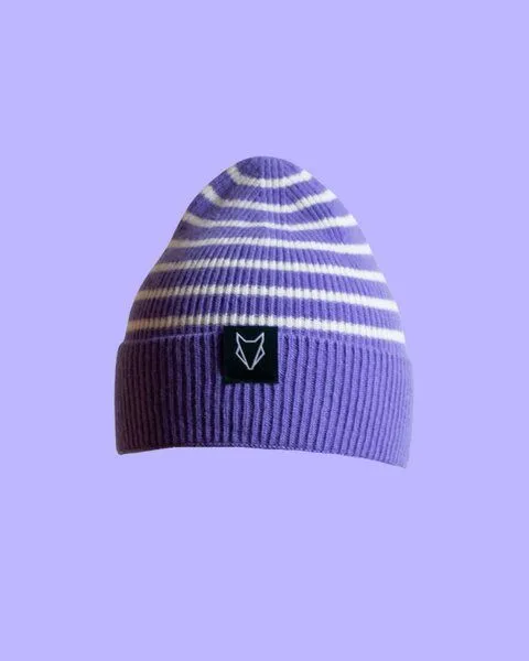 VEROIKON VEROIKON Merino-Beanies Ringelfuchs, Lila, – Produktbild 1 von 2