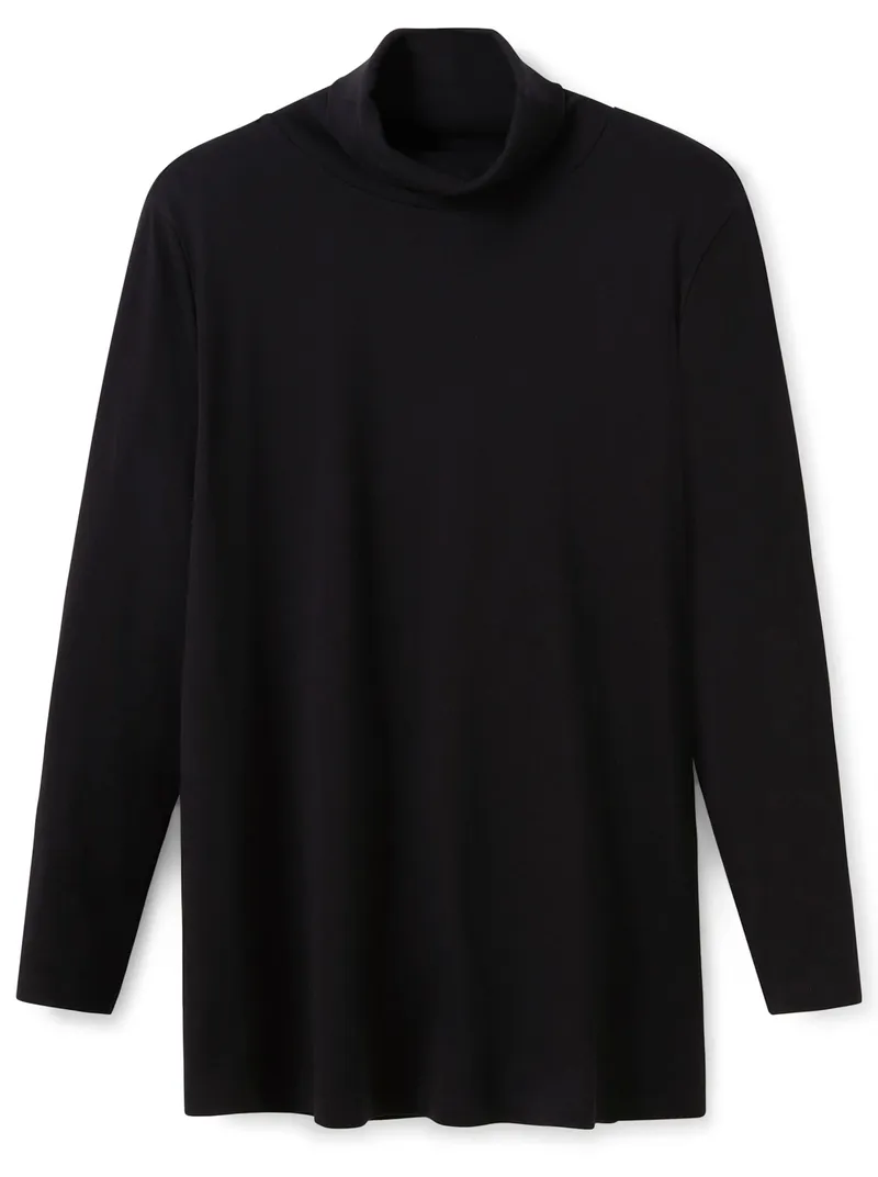 sheego Rollkragenshirt, Schwarz, – Produktbild 1 von 2