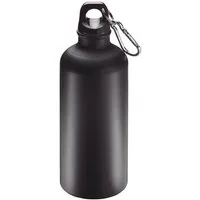 elasto elasto Aluminiumflasche "Sporty" 0,6 l - Outdoorflasche mit Karabiner, Matt/schwarz, – Produktbild 1 von 1