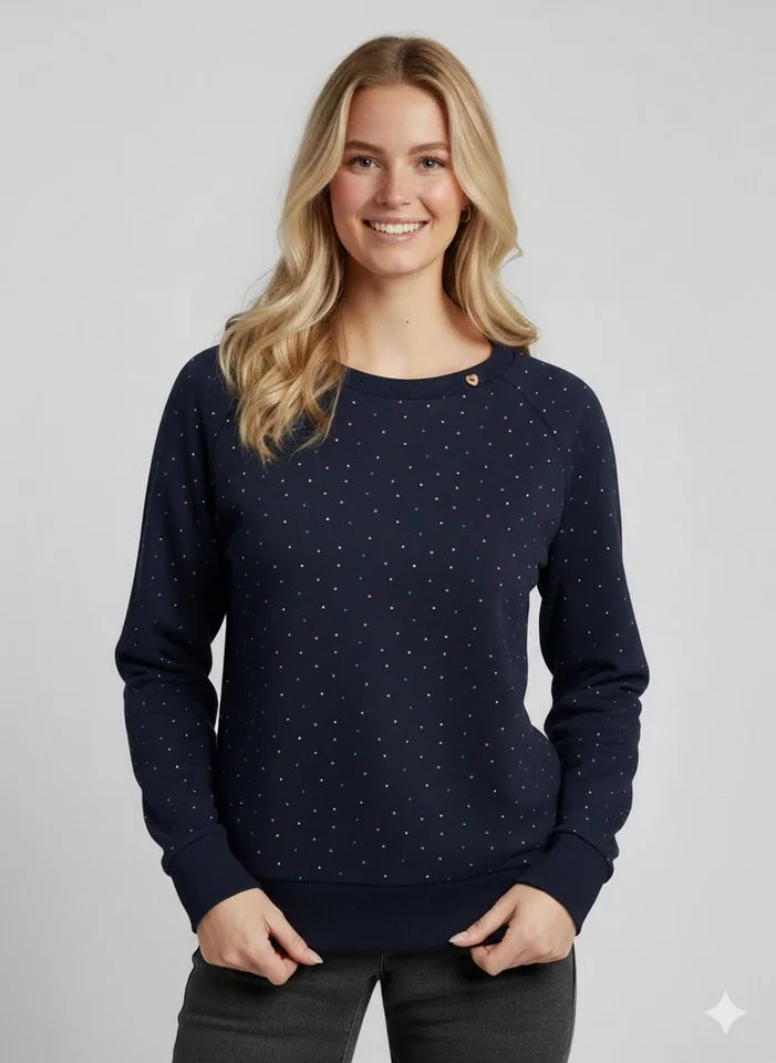 ragwear ragwear Sweatshirt JOHANKA MULTIDOTS O aus Baumwolle und Polyester, normale Passform, mit Rundhalsausschnitt, Blau, – Produktbild 1 von 3