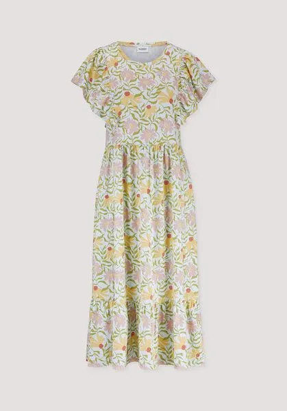hessnatur hessnatur Print Jersey Kleid Midi Relaxed aus reiner Bio-Baumwolle, Perlblau, – Produktbild 4 von 4