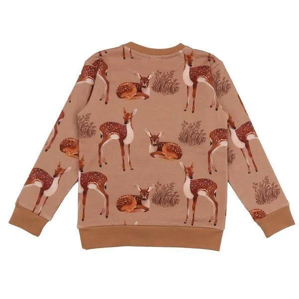 Walkiddy Kinder Sweatshirt GOTS zertifiziert Bio-Baumwolle, Braun, Reh-Muster, Walkiddy – Produktbild 2 von 2