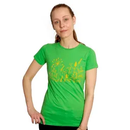 HANDGEDRUCKT HANDGEDRUCKT "Wilde Wiese" Frauen-T-SHIRT von Earth Positiv Biobaumwolle – Produktbild 1 von 1