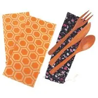 El Puente El Puente Zero Waste "To-Go" Geschenk-Set mit Bienenwachstüchern und Holz Besteck – Produktbild 1 von 1