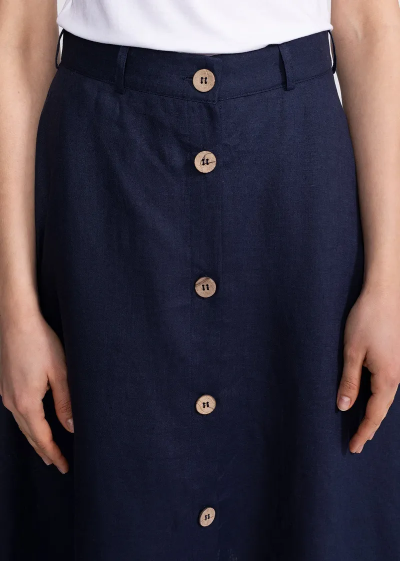 De IONESCU De IONESCU Damen vegan Midirock Leinen, Extra dunkelblau, – Produktbild 1 von 2