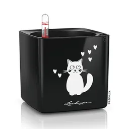 Lechuza® Lechuza® 'Cube Glossy Cat 14', schwarz highgloss, ca. 14 x 14 x H 13,5 cm – Produktbild 1 von 1