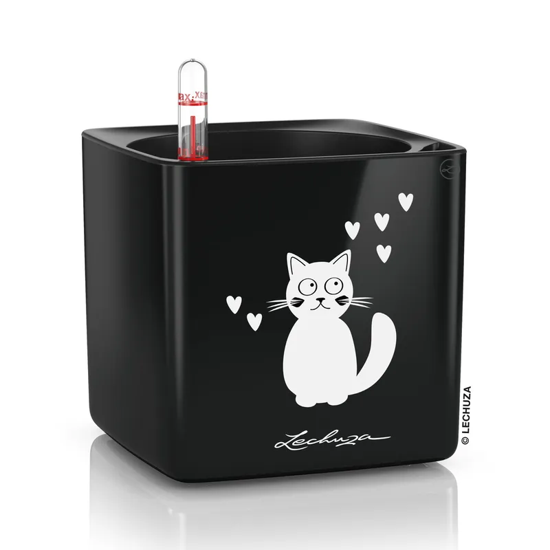 Lechuza® Lechuza® 'Cube Glossy Cat 14', schwarz highgloss, ca. 14 x 14 x H 13,5 cm, Schwarz, – Produktbild 1 von 1