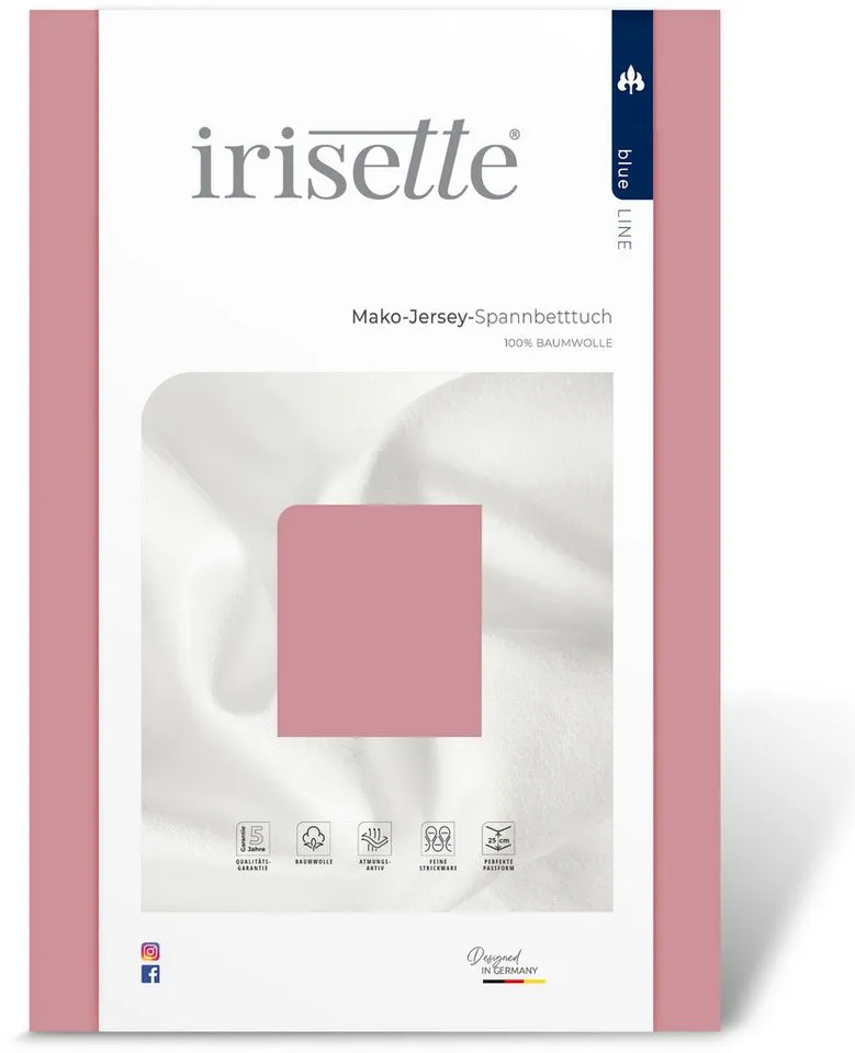 irisette irisette Spannbettlaken Jupiter 8, Mako-Jersey, Gummizug: rundum, (1 Stück), aus Baumwolle, für Matratzen bis 25 cm Höhe, Bettlaken, Spannbetttuch, Rosa, – Produktbild 5 von 7