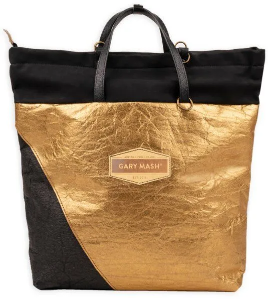 Gary Mash GARY MASH JANE Allroundertasche aus Ananasleder Piñatex, Schwarz-gold, – Produktbild 1 von 4