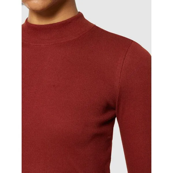 KnowledgeCotton Apparel KnowledgeCotton Apparel Langarmshirt - Rib high neck long sleeved - aus Bio-Baumwolle, Rot (fired-brick), – Produktbild 4 von 4