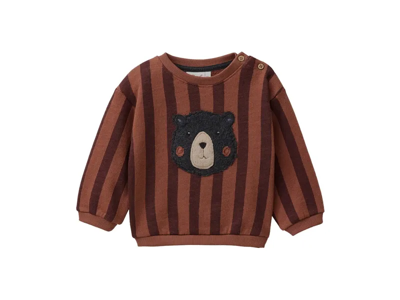 People Wear Organic People Wear Organic Sweat-Pullover Bio-Baumwolle (kbA) Blockstreifen mahagoni 62/68, Braun, – Produktbild 1 von 2