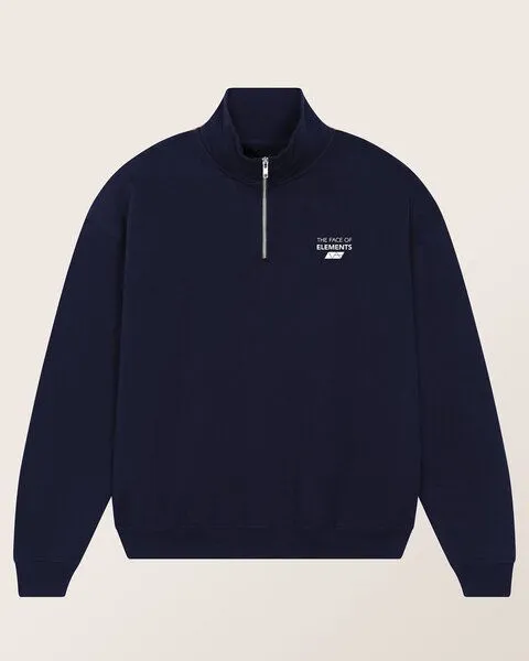 THE FACE OF ELEMENTS The Face of Elements 1/4-Zip - Relaxed Fit Sweatshirt aus Bio-Baumwolle, Navy blue (blau), – Produktbild 1 von 3