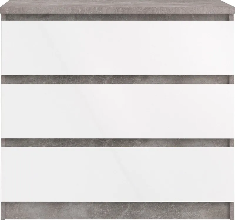 Home affaire Kommode Naia - 3 Schubladen mit griffloser Front, Made in Denmark (Breite: 77 cm, mehrere Farben), Viel Stauraum, zeitloses & skandinavisches Design, Metallgleiter, Grau, – Produktbild 3 von 5