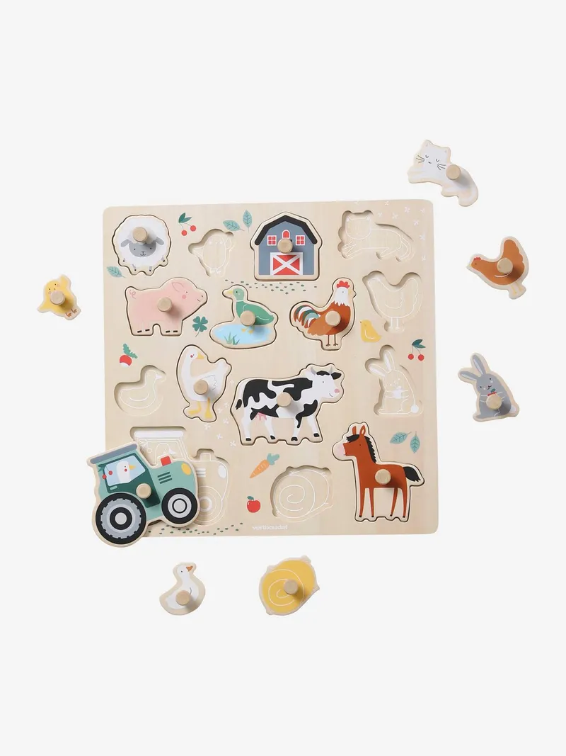 Vertbaudet Steckpuzzle LOVELY FARM, Beige, – Produktbild 2 von 4