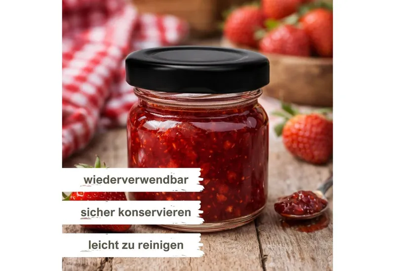 mikken mikken 10 kleine Einmachgläser 40 ml mit Schraubdeckel, Schwarz, – Produktbild 6 von 8