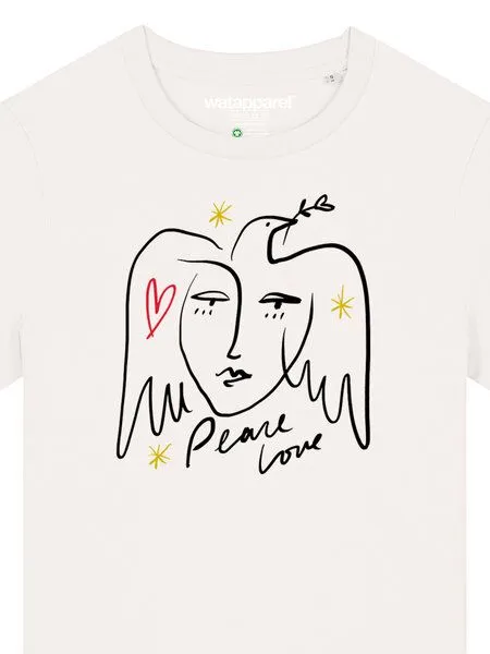 watapparel watapparel T-Shirt Frauen Peace Love, Off white, – Produktbild 3 von 4