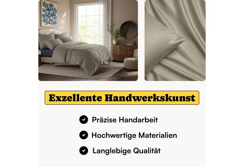 Seralino Bettwäsche Set in Gr. 135x200, 155x220, 200x200 cm, 100% Lyocell (Tencel), Besonders weich & atmungsaktiv – aus natürlichen Eukalyptusfasern, Braun, – Produktbild 2 von 5
