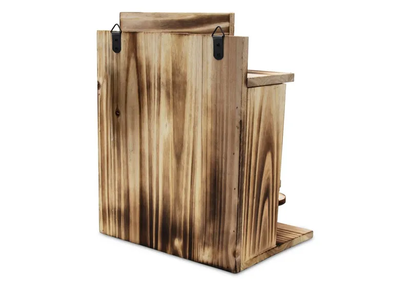 Spetebo Futterstation Eichhörnchen Futterstation NUT BAR aus Holz - 32 x 24 cm, Holz / Acryl, Praktischer Klappdeckel, Beige, – Produktbild 3 von 5