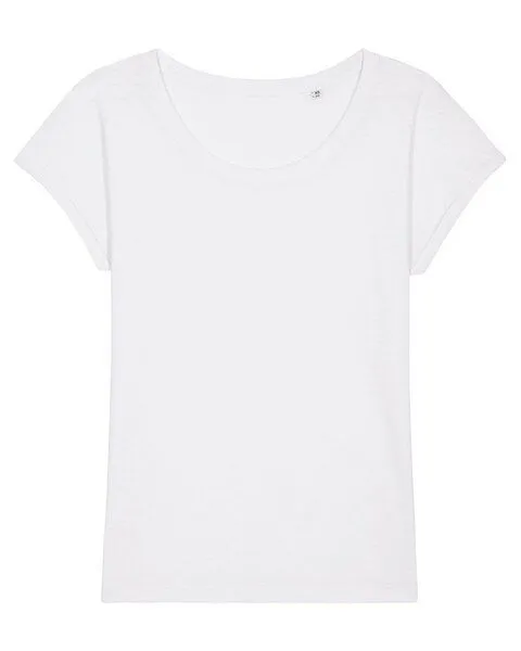 YTWOO YTWOO Leichtes Damen T-Shirt in Slub Optik mit gerollten Ärmeln, Weiß, – Produktbild 4 von 4